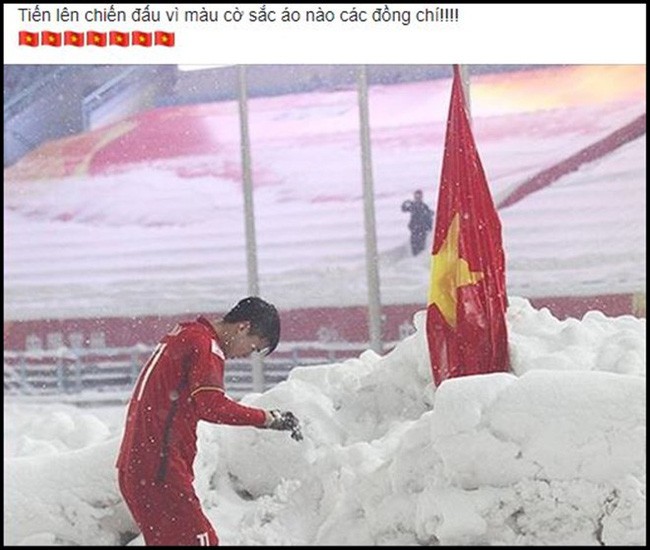 Hình ảnh Duy Mạnh cúi đầu trước quốc kỳ trên núi tuyết bất ngờ được dân mạng chia sẻ lại kèm lời chúc ý nghĩa - Ảnh 5.