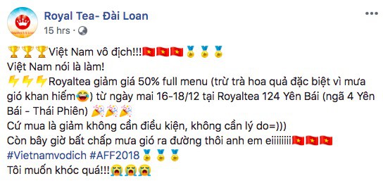 Việt Nam vô địch: hàng quán thi nhau giảm giá gấp trong hôm nay, từ bánh ngọt, trà sữa, cà phê, đến trái cây, lẩu nướng - Ảnh 5.