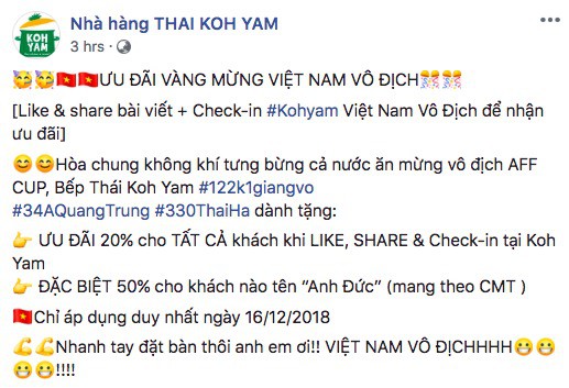 Việt Nam vô địch: hàng quán thi nhau giảm giá gấp trong hôm nay, từ bánh ngọt, trà sữa, cà phê, đến trái cây, lẩu nướng - Ảnh 7.