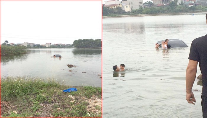 Cho vợ tập lái xe, cả ba người lao xuống hồ ở Đại học Nông Lâm - Bắc Giang - Ảnh 1. Cho vợ tập lái xe, cả ba người lao xuống hồ ở Đại học Nông Lâm - Bắc Giang - Ảnh 1.