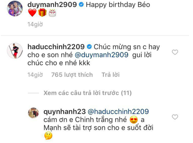 Nhanh nhảu vào chúc mừng sinh nhật công chúa béo Quỳnh Anh, Đức Chinh lại để lộ sở thích cực điệu - Ảnh 1. Nhanh nhảu vào chúc mừng sinh nhật công chúa béo Quỳnh Anh, Đức Chinh lại để lộ sở thích cực điệu - Ảnh 1.