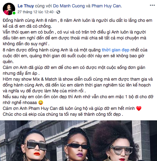 Lê Thúy giải nghệ ngay sau khi show của Đỗ Mạnh Cường kết thúc, ai biết được nguyên do đều cảm thấy vui cho cô - Ảnh 1.