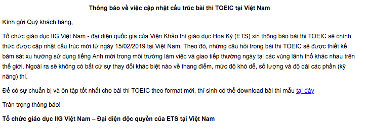 Infographic: Tất tần tật những điểm mới trong đề thi TOEIC được áp dụng tại Việt Nam từ 15/02/2019 - Ảnh 1. Infographic: Tất tần tật những điểm mới trong đề thi TOEIC được áp dụng tại Việt Nam từ 15/02/2019 - Ảnh 1.