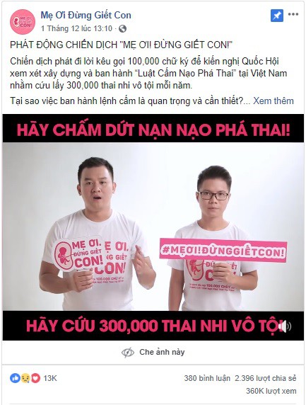 Tranh cãi việc kêu gọi 100.000 chữ ký để kiến nghị Quốc hội ban hành “Luật cấm nạo phá thai”, người sáng lập lên tiếng - Ảnh 1.