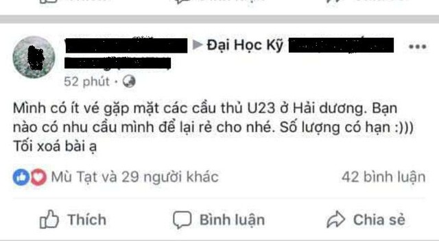 Xôn xao rao bán vé mời miễn phí xem Lễ vinh danh 4 cầu thủ U23 Việt Nam - Ảnh 2.