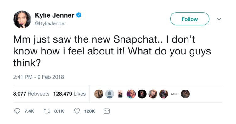Kylie Jenner chê bai đúng một câu, Snapchat mất luôn 1,5 tỷ USD - Ảnh 2. Kylie Jenner chê bai đúng một câu, Snapchat mất luôn 1,5 tỷ USD - Ảnh 2.