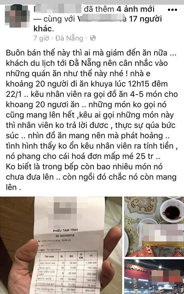 Vụ ekip của ca sỹ Quang Lê tố bị nhà hàng “chặt chém” bữa ăn khuya 25 triệu: Sở du lịch Đà Nẵng vào cuộc - Ảnh 2.