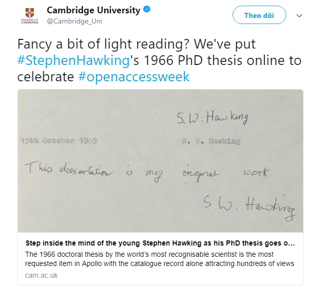 Giáo sư Stephen Hawking từng làm nghẽn cả website đại học Cambridge mà chẳng cần động tay - Ảnh 1.