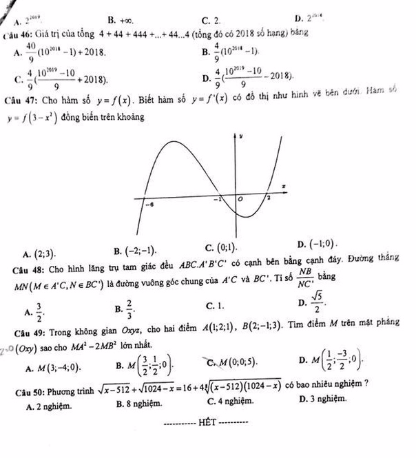Đề thi và đáp án môn Toán của kỳ thi thử THPT quốc gia 2018 tại Hà Nội - Ảnh 5.
