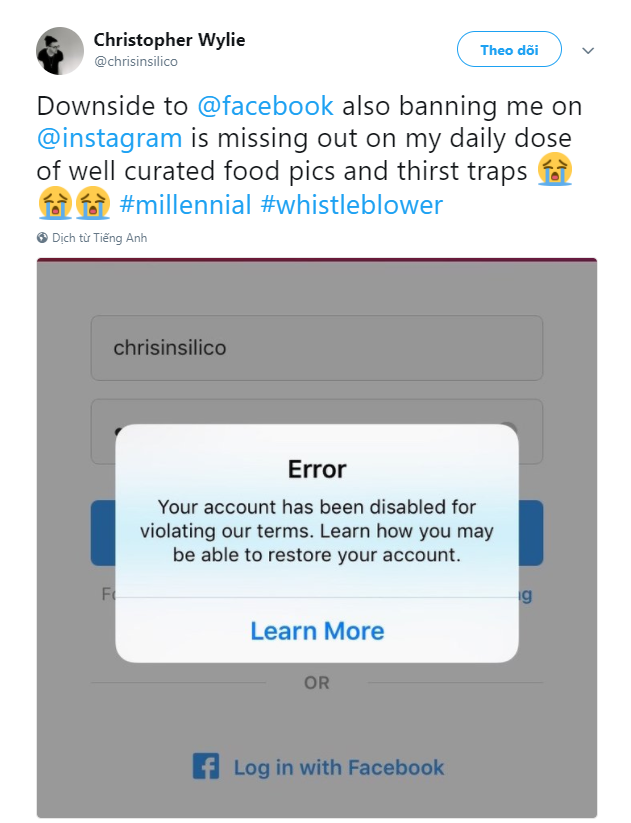 Dám tố cáo làm liên lụy Facebook, thanh niên cứng bị xóa luôn cả tài khoản đang dùng lẫn Instagram - Ảnh 2.