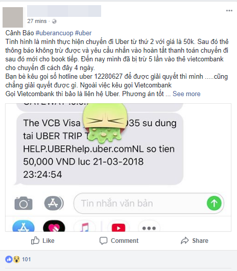 Nhiều khách hàng phàn nàn vì bị trừ tiền liên tiếp cho 1 cuốc xe, Đại diện Uber lên tiếng: Lỗi từ ngân hàng Vietcombank - Ảnh 4.