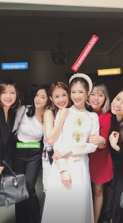 Phương Ly, Salim, Ngọc Thảo... xinh đẹp rạng rỡ trong lễ ăn hỏi của Tr&acirc;m Anh - JustaTee - Ảnh 6.