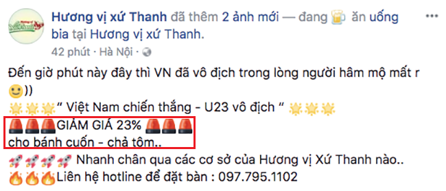 Không chỉ giảm giá cực mạnh, hàng loạt quán ăn quyết FREE sau chiến thắng của U23 Việt Nam hôm nay - Ảnh 17.