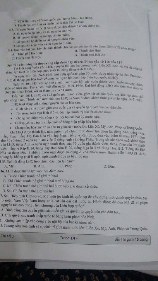 ĐH Quốc gia TP. HCM công bố đề mẫu kỳ thi đánh giá năng lực 2018 - Ảnh 14.