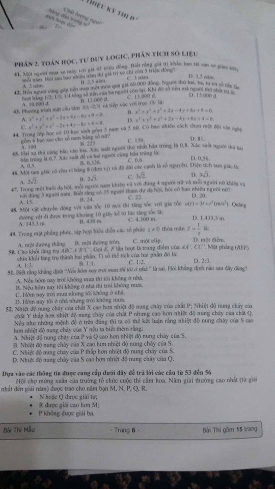 ĐH Quốc gia TP. HCM công bố đề mẫu kỳ thi đánh giá năng lực 2018 - Ảnh 6.