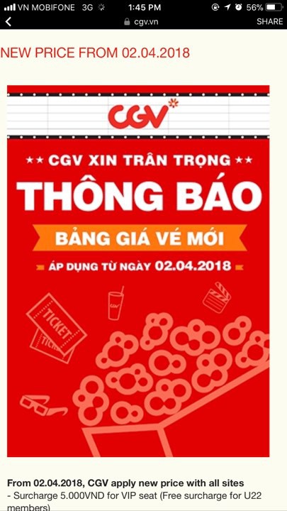 Dân tình sốc vì giá vé mới của CGV kể từ hôm nay: Phụ thu 50.000 cho vé 3D! - Ảnh 1.