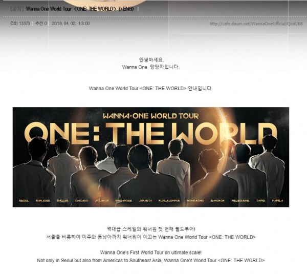 Thông báo tour thế giới, cơn bão Wanna One chuẩn bị quét qua Đông Nam Á - Ảnh 1.