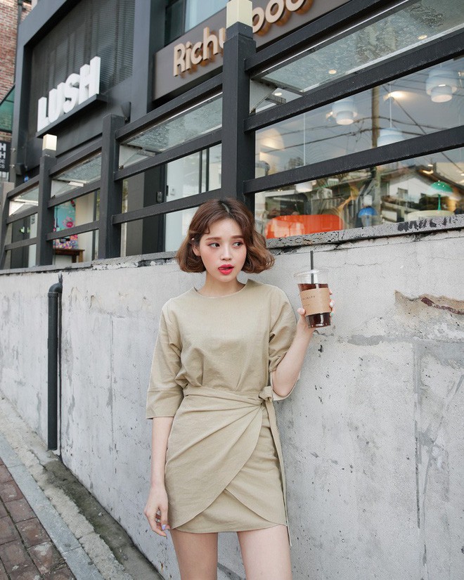 Váy vải thô Hàn Quốc mặc siêu mát giúp che eo to