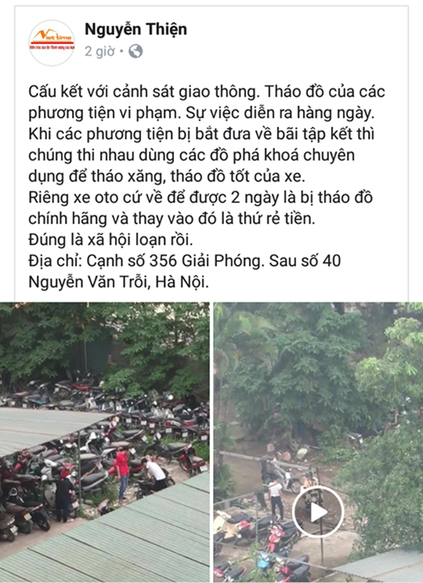 Hà Nội: Xác minh, kiểm tra clip tố CSGT cấu kết với kẻ gian lấy cắp đồ xe vi phạm - Ảnh 1.