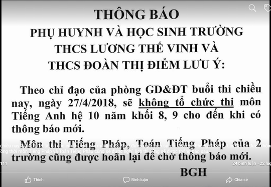 Ho&atilde;n thi m&ocirc;n Tiếng Anh v&igrave; một ph&oacute; ph&ograve;ng gi&aacute;o dục ở Cần Thơ b&oacute;c trước đề thi? - Ảnh 2.