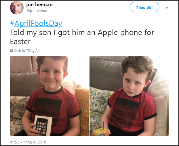 Tự dưng được tặng iPhone xịn nhưng nhóc tì chỉ biết mếu máo vì trò đùa của ông bố lắm chiêu - Ảnh 1.