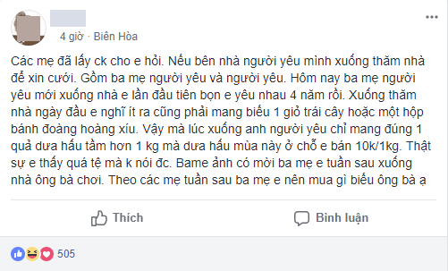 Cô gái phàn nàn vì nhà chồng tương lai đến ra mắt mua mỗi quả dưa hấu 10 nghìn, chị em khuyên mua túi kẹo cao su đáp lễ - Ảnh 1.