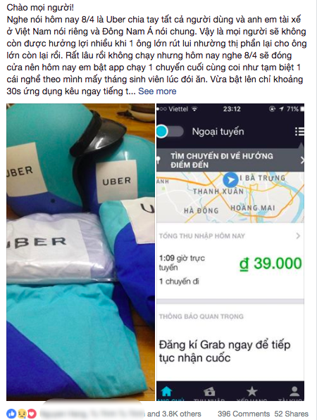 Câu chuyện buồn trước ngày Uber sáp nhập Grab: Chở vị khách cuối cùng rồi tắt app trở về nhà thôi! - Ảnh 1.