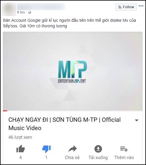 Xem xong Chạy ngay đi, dân tình Facebook hét giá chục triệu cho tài khoản Like, comment đầu tiên vào MV - Ảnh 1.