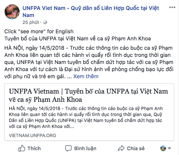 Phạm Anh Khoa không còn là Đại sứ hình ảnh phòng chống bạo lực đối với phụ nữ và trẻ em gái của quỹ LHQ - Ảnh 1.