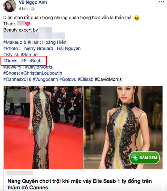 Xúng xính đi Cannes, Vũ Ngọc Anh bị netizen tố mặc thương hiệu ít tiếng nhưng lại nói là của Elie Saab - Ảnh 3.
