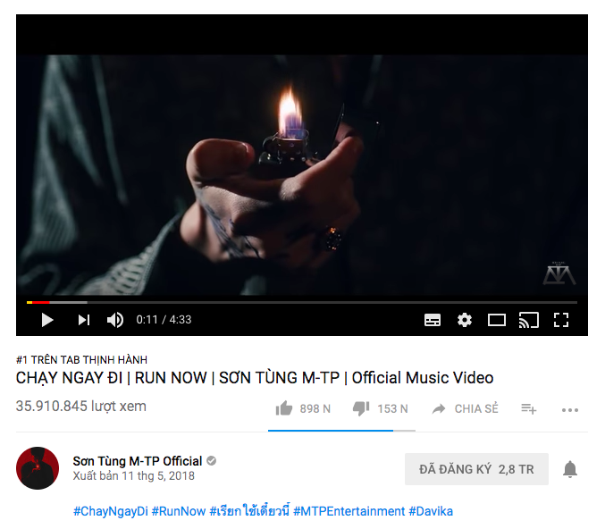 Sau hơn 1 ngày mất tích bí ẩn, MV Chạy ngay đi của Sơn Tùng M-TP trở lại Top 1 Trending Youtube - Ảnh 1. Sau hơn 1 ngày mất tích bí ẩn, MV Chạy ngay đi của Sơn Tùng M-TP trở lại Top 1 Trending Youtube - Ảnh 1.
