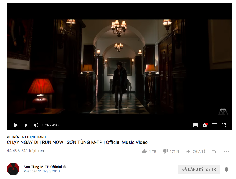 MV Chạy ngay đi của Sơn Tùng M-TP trở lại #1 trending, đạt 1 triệu lượt like trên Youtube chỉ sau 5 ngày ra mắt - Ảnh 1. MV Chạy ngay đi của Sơn Tùng M-TP trở lại #1 trending, đạt 1 triệu lượt like trên Youtube chỉ sau 5 ngày ra mắt - Ảnh 1.