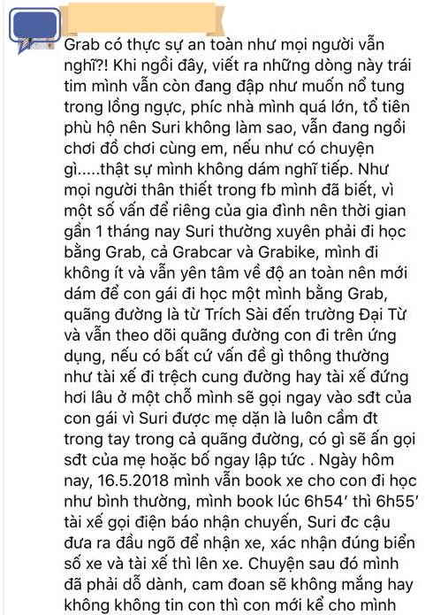 Grab xin lỗi khách hàng, tạm ngưng quyền sử dụng ứng dụng của tài xế bị tố gạ gẫm bé gái 9 tuổi - Ảnh 3.