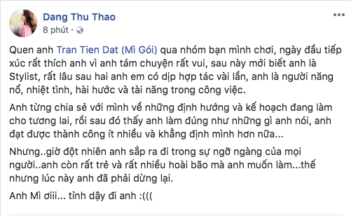 Đông Nhi, HHen Niê cùng loạt sao Việt sốc và bàng hoàng trước sự ra đi của stylist Mì Gói - Ảnh 3.