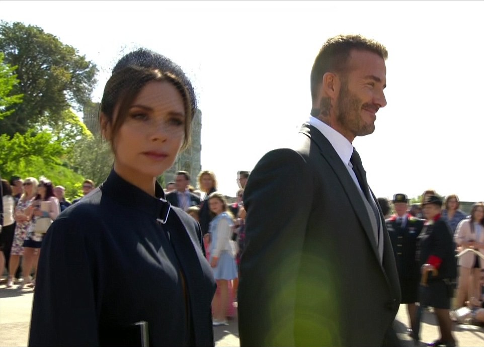 David Beckham and his wife Victoria followed the Clooneys into the chapel as a flurry of celebs arrivedÂ 