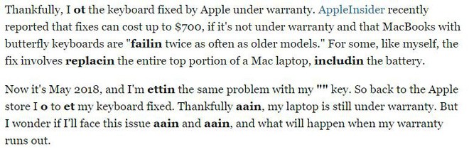 Tưởng l&agrave; sai ch&iacute;nh tả nhưng kh&ocirc;ng, b&agrave;i viết n&agrave;y của Business Insider cho ch&uacute;ng ta thấy b&agrave;n ph&iacute;m MacBook Pro mới tệ như thế n&agrave;o - Ảnh 3.