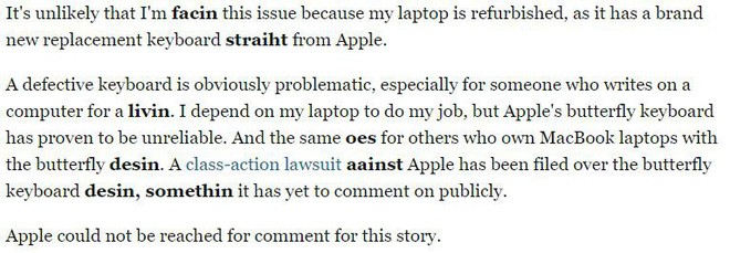 Tưởng là sai chính tả nhưng không, bài viết này của Business Insider cho chúng ta thấy bàn phím MacBook Pro mới tệ như thế nào - Ảnh 5.