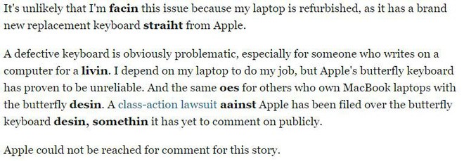 Tưởng l&agrave; sai ch&iacute;nh tả nhưng kh&ocirc;ng, b&agrave;i viết n&agrave;y của Business Insider cho ch&uacute;ng ta thấy b&agrave;n ph&iacute;m MacBook Pro mới tệ như thế n&agrave;o - Ảnh 5.