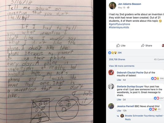 Đoạn văn ghét điện thoại của học sinh lớp 2 trở thành hiện tượng Facebook, nhận hàng trăm nghìn lượt Share - Ảnh 2.