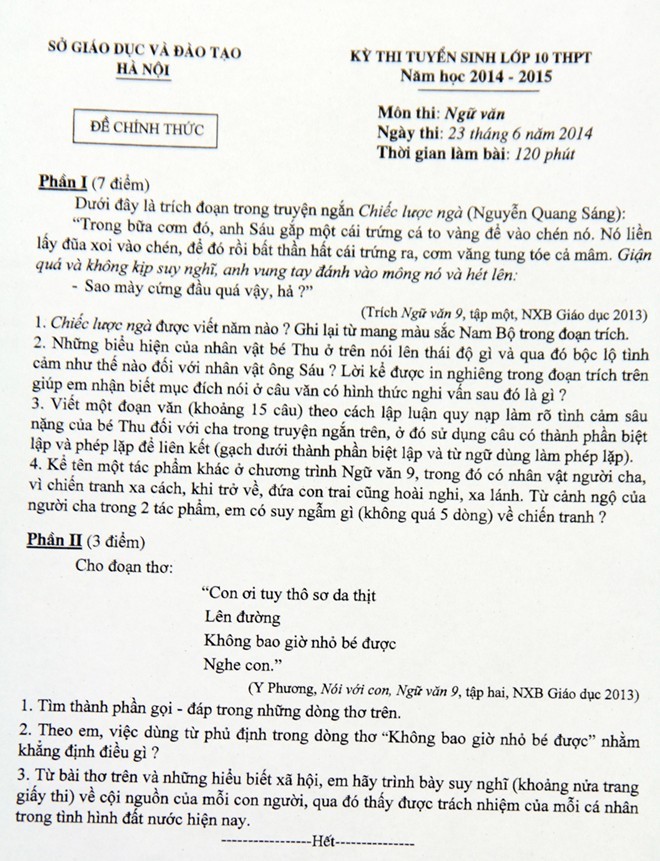 Tổng hợp đề Văn thi tuyển sinh vào lớp 10 từ 2014 đến nay: Bộ tài liệu tự đánh giá năng lực hữu ích của thí sinh - Ảnh 3.