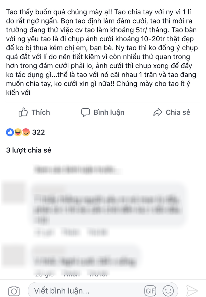 Bị người yêu chia tay vì lương tháng 5 triệu mà đòi chụp ảnh cưới 20 triệu, cô nàng lên mạng than thở nhưng nhận cái kết đắng - Ảnh 1.