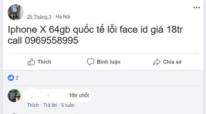 Nhiều người dùng Việt rao bán iPhone X bị lỗi FaceID, giá chỉ từ 16 triệu đồng - Ảnh 2.