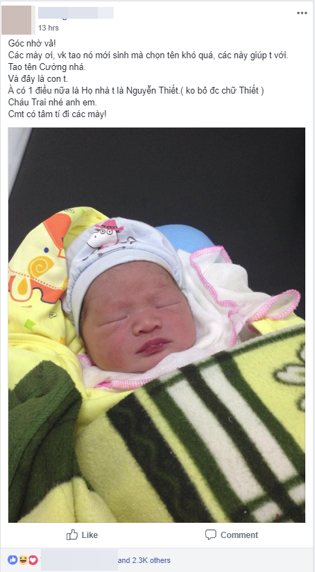 Lên mạng nhờ đặt tên cho con, ông bố trẻ họ Nguyễn Thiết ngã ngửa với những gợi ý độc nhất vô nhị - Ảnh 1.