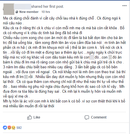 Con dâu lên mạng kể chuyện bị mẹ chồng đánh vì để chổi sai chỗ, muốn ăn cơm thì bị bắt bẻ: Tính ăn hết phần chồng mày à? - Ảnh 1.