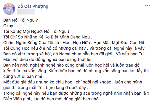 Bị xúc phạm, Cát Phượng bức xúc đăng đàn phản pháo - Ảnh 1.