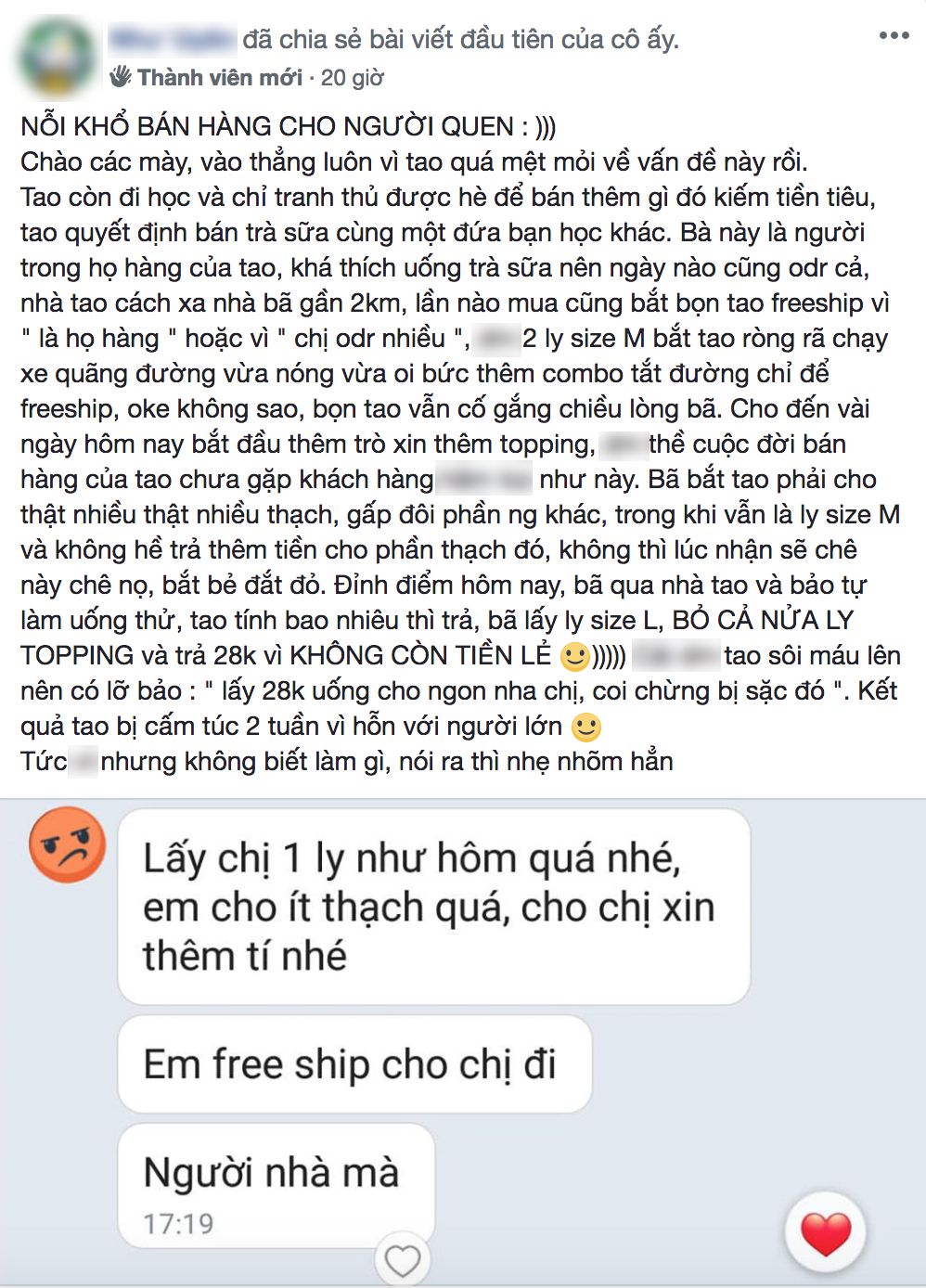 Cô bạn than trời vì bán hàng cho người thân còn bị mặc cả hơn người ngoài: khổ không để đâu cho hết! - Ảnh 1.