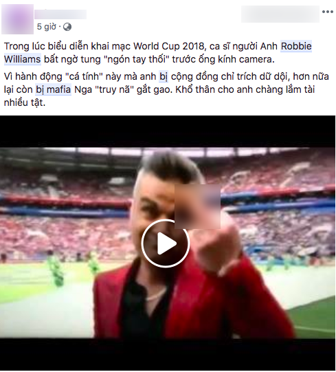 Thực hư về chuyện Robbie Williams bị mafia truy lùng sau khi giơ ngón giữa tại World Cup - Ảnh 2.