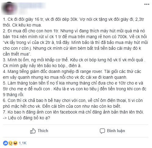 Cô vợ khoe chồng làm tiền tỉ, đi ôtô sang, mang giày 16 triệu nhưng có 7 tính xấu, chị em rầm rầm xui bỏ - Ảnh 1.