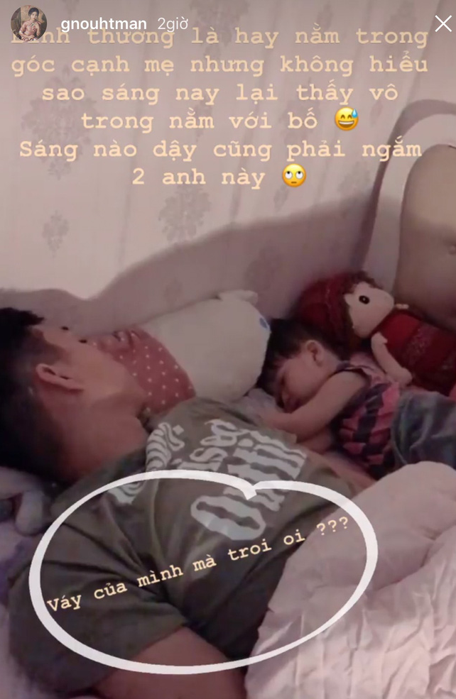 Hình như Ba Duy mặc nhầm váy của vợ đi ngủ, bị Nam Thương đăng stories tố đây này! - Ảnh 1.