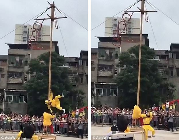 Đang nh&agrave;o lộn ở độ cao 10m, T&ocirc;n Ngộ Kh&ocirc;ng bất ngờ ng&atilde; xuống đất khiến nhiều người sợ h&atilde;i - Ảnh 3.